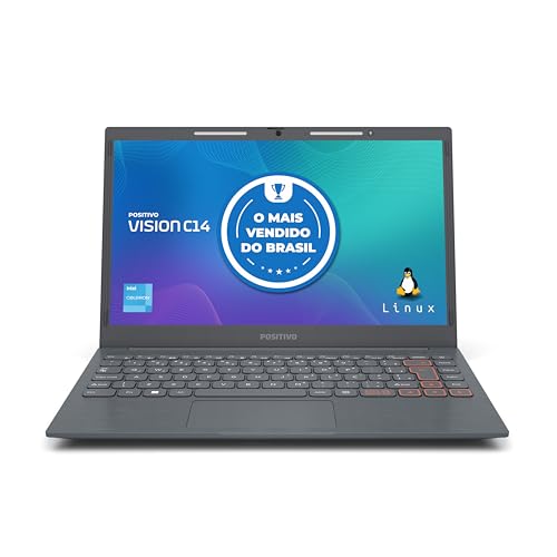 Notebook Positivo Vision C14 Lumina BAR Celeron, 8GB 128GB eMMC, Tela 14 Polegadas HD Antirreflexo, Linux, Tecla Link – Cinza