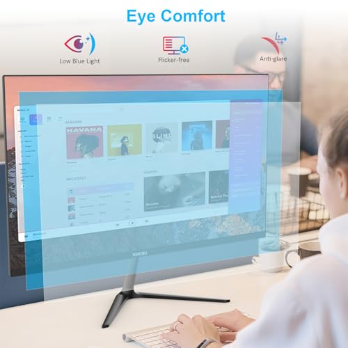 Image of 23.8 inch Monitor, Full HD Computer Monitor with VA Panel, 75Hz Refresh Rate, VESA Mountable, HDMI /VGA, Ergonomic Tilt, Built-in Speakers, Eye Care, 3-Side Frameless, Black
