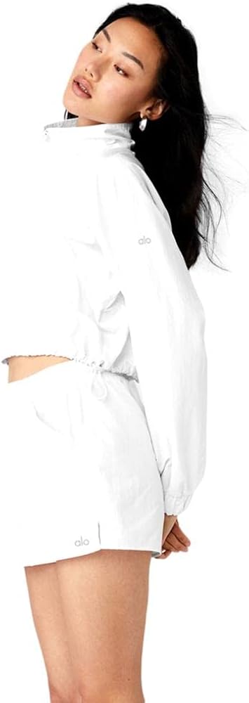 alo Cropped 1/4 Zip Alumni Pullover ホワイト Cropped 1/4 Zip Alumni Pullover - White | ALO