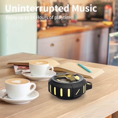 Image of EBODA Waterproof Bluetooth Speaker Shower Portable Gifts for Adults Men | IP67 Wireless Speakers, LED Light, Stuff for Travel, Pool, Beach, River Floating Essentials-Black Golden Special Edition