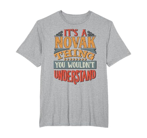 Novak Name T-Shirt, Men's Big and Tall, Heather Grey, 4X Tall