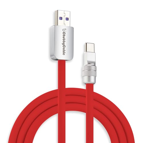 Image of chubbycable Chubby 2.0 Fast Charging Cable Durable Soft Silicone USB C Cable 120W Extra Thick Charger Cord Compatible with iPhone 17-15 Series iPad, Red, USB-A to Type-C, 9.8 FT
