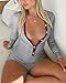 INFITTY Womens Onesie Sexy Long Sleeve Rompers Pajama Casual V Neck Jumpsuits 2026 Fall Fashion Sleepwear Grey S