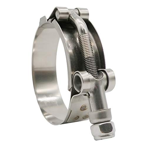 Roadformer 1.5" T-Bolt Hose Clamp - Working Range 44Mm - 50Mm For 1.5" Hose Id, Stainless Steel Bolt, Stainless Steel Band Floating Bridge And Nylon Insert Locknut (44Mm - 50Mm, 2 Pack) #TOP5