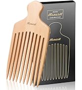 Msnasit Bamboo Hair Pick for Curly Hair, Premium Wide Tooth Detangling Comb with Ergonomic Handle...