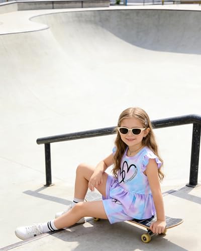Image of Girls Summer Outfits Toddler Baby Girls Short Sets 2 Piece Clothing Set Flutter Sleeve Shirt and Short 2-7 Years