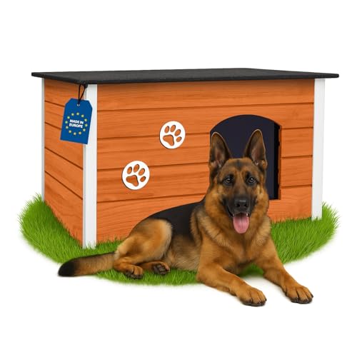 Outentin Niche pour Chien en Bois Isolée XL – Grande Maison Chien Extérieur Hiver – Refuge...