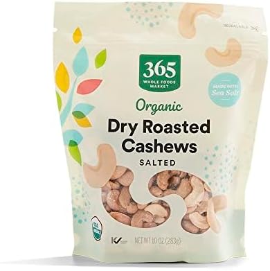 , Organic Dry Roasted & Salted Cashews, 10 Ounce