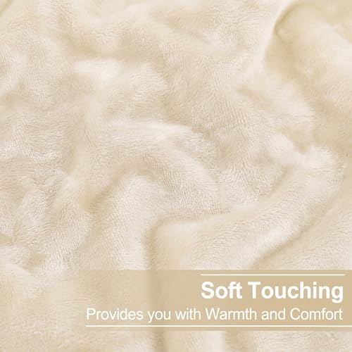 Image of Cotton Bolls Textiles Cozy Plush AC Blanket for Single Bed, Lightweight All Season Blanket, Ultra Soft Blanket for AC Room, Mild Winter, Can Be Used as Bedsheet in Winter, 60x90 Inches, Cream