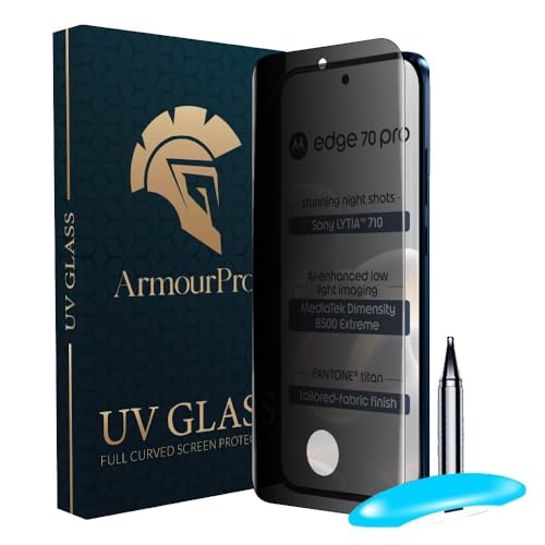 Image of ArmourPro UV Privacy Tempered Glass Screen Protector for Motorola Edge 70 Pro (6.8 Inch, Pack of 1) Full Edge to Edge Coverage | Anti-Spy /Anti-Peeping, 9H Hardness, Protection