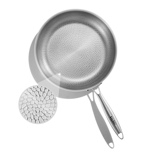 Titanium Pans for Cooking non stick 12in skiilet Uncoated Hammered Titanium Frying Pan Induction & Oven-Safe PFAS Free Cookware