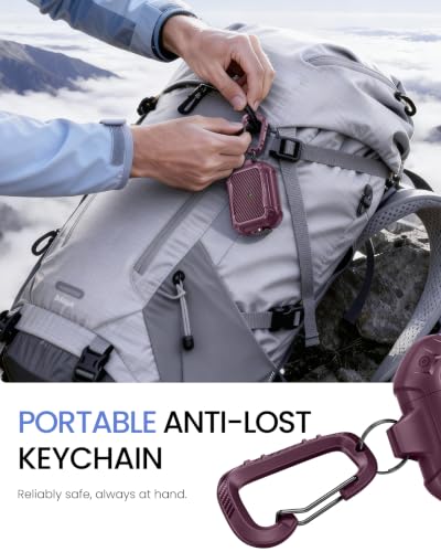 Image of MOBOSI for AirPods Pro 3 Case with Secure Lock & Carabiner, Dark Red