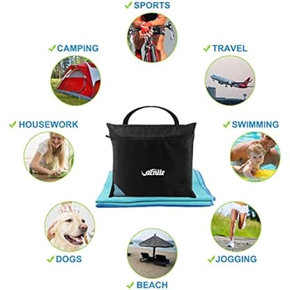 VACNITE Mikrofaser Reisehandtuch Mikrofaser Handtuch 3 Stück(L 152x 78 cm & M 80 x 38 cm & S 38 x 38 cm)，Schnelltrocknender, saugfähiger Travel Handtuch für Sport, Backpacking, Strand, Dusche, Yoga – Bild 7