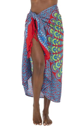SHU-SHI Sarong Wraps for Women Long Beach Cover ups Pareo Bathing Suit Wrap Skirt Mandala Sarongs Coverup