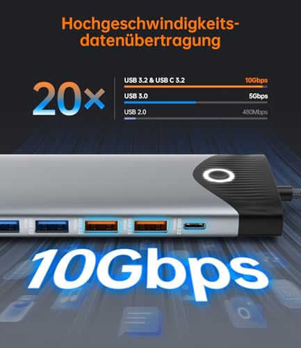 Docking station USB C 15 en 1 con transferencia de datos a 10 Gbps 5