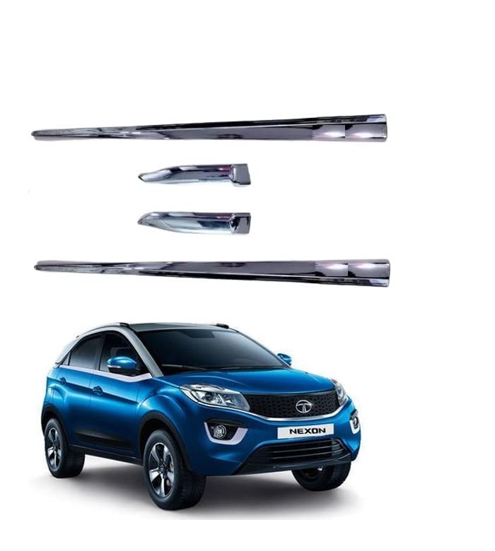 Image of Full Chrome ABS Car Side Beading Door Protector for Nexon Compatible (Set of 4 Pieces) for (Year 2020-2022 Models)