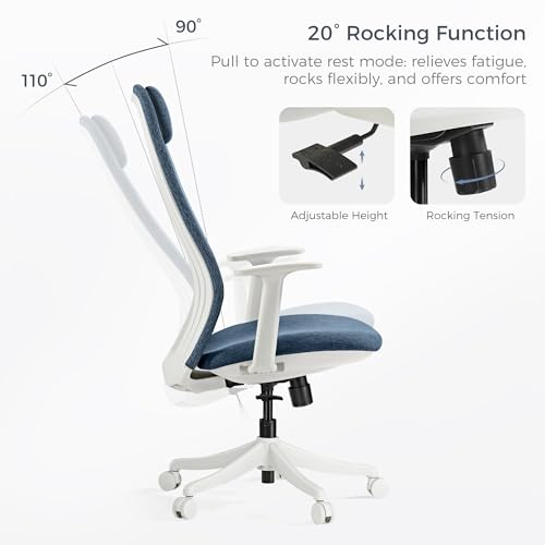 Image of EUREKA ERGONOMIC Skylar-Lite Mesh Office Chair Blue, Ergonomic Office Desk Chair with Adjustable Headrest, Home Office Desk Chairs with Adjustable Lumbar Support