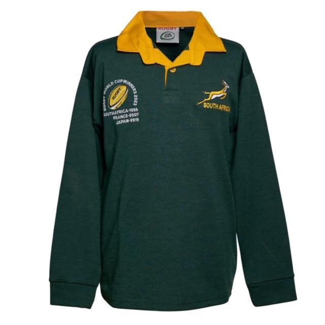 2023 Rugby Champion South Africa Children's Rugby Long Short Sleeve for Kids South Africa Present Size Large 11-12yo Green