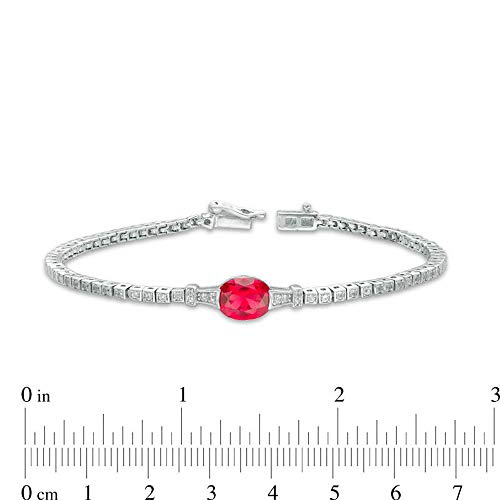 Slv 9.0 X 7.0Mm Oval Cut Ruby And White D/Vvs1 Diamond Link Bracelet For Womens Girls In 925 Sterling Silver8 #TOP2