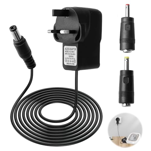 Unicavu - 6V Power Supply Adapter, AC DC Input 100-240V 50/60Hz Charger with 5.5x2.1mm, 3.5mmx1.35mm, 4.0mmx1.7mm Plug for Atomizer Blood Pressure Meter Electronic Scale Wireless Router (1A)