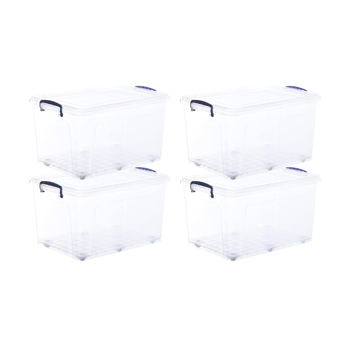Superio Storage Bins with Lids, Clear Plastic Containers for Organizing, Stackable Totes, BPA Free, Odor Free, Organizer Boxes for Home, and Dorm (4 Pack, 44 Quart)