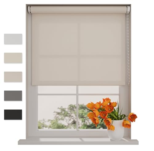 DTCH® Lichtdurchlässiges Rollo 80 x 190 cm Sand, Größen 40-240 cm Breite, Ohne Bohren, Wandmontage, Für Innen, Fenster