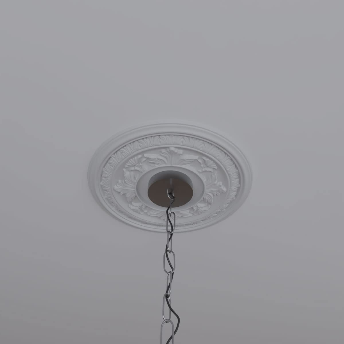 Ekena Millwork CMP13BAGBW Baltimore Thermoformed PVC Ceiling Medallion (Fits Canopies up to 5 1/4"), 13"OD x 3 1/2"ID x 3/4"P, UltraCover Satin Blossom White