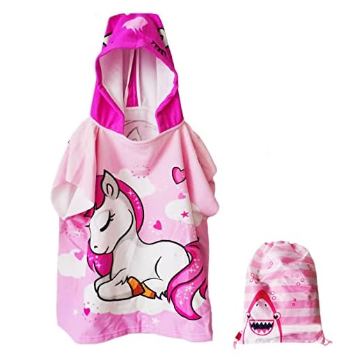 Spldsun Toalla con Capucha para Piscina, Poncho Infantil para Niños de 2-8 años (Rosa)