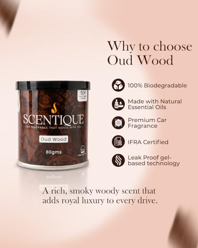 Image of Oud Wood Car Perfume Gel | Premium Luxury Car Fragrance | Long Lasting Car Air Freshener | 50+ Days | IFRA Certified | Cup Holder Design