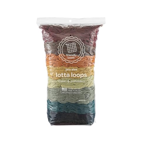 friendly loom Quality Cotton Weaving Loops in Earthtone Inspired Colors – 10” PRO Size | Weave 6 Functional Potholders | Made in the USA