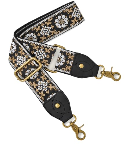 Image of Purse Strap Wide Shoulder Strap Replacement Crossbody Handbag Adjustable Embroidery Guitar Style Bag Strap