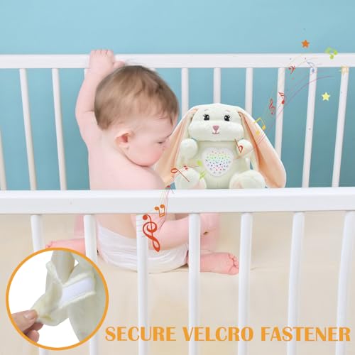 JUHOT Baby Sleep Soother Bedtime Bunny Toy with Cry Sensor, Mom‘s Heartbeat Lullabies White Noise, Starlight Projector, Toddler Crib Sleeping Aid for Infant,Boy Girl Baby Gifts - Image 6