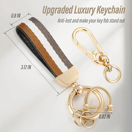 Image of Key Fob Cover for Cadillac, Champagne Woven Loop Keychain