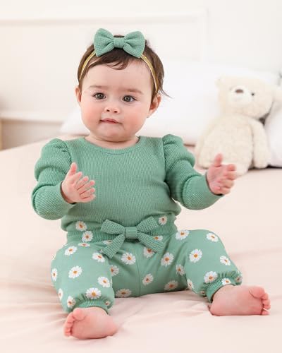Mioglrie Baby Girl Clothes Newborn Girl Fall Winter Outfits Pants Set Preemie Clothing Headband 0 3 6 12 18 Months2