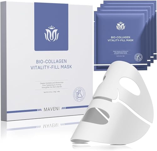 マベニ(Maveni) バイオコラーゲンリアルディープマスク(4枚入り)|ハイドロゲルマスク|高保湿| ハリツヤ毛穴ケア|べたつかない| 乾燥・敏感肌| 美容液たっぷり べたつかない密着設計