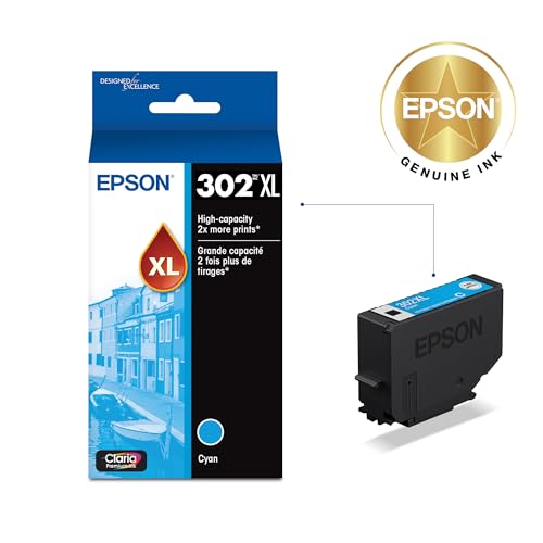 Image of Epson 302 Claria Premium Ink High Capacity Cyan Cartridge (T302XL220-S) Works with Expression XP-6000, 6100