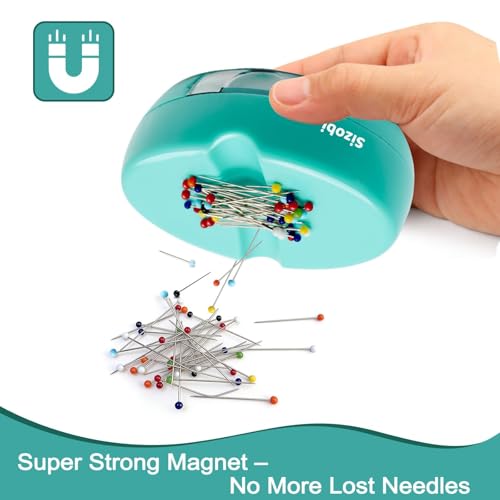 Image of Sizobi Magnetic Pin Holder with 100 Pcs Pins, Sewing Supplies Organizer | Magnetic Pin Cushions for Sewing, Needle Magnetic Quilting Pins Holder Organizer, Bobby Pin Holder, Paper Clip Holder