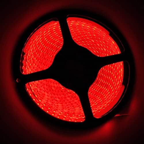 FAVOLCANO LED Strip Light Red 16.4FT 5M SMD3528 IP65 Waterproof 600LEDs 120 LEDs/M Flexible Rope Light for Halloween Thanksgiving Car Bar Club Home Decoration