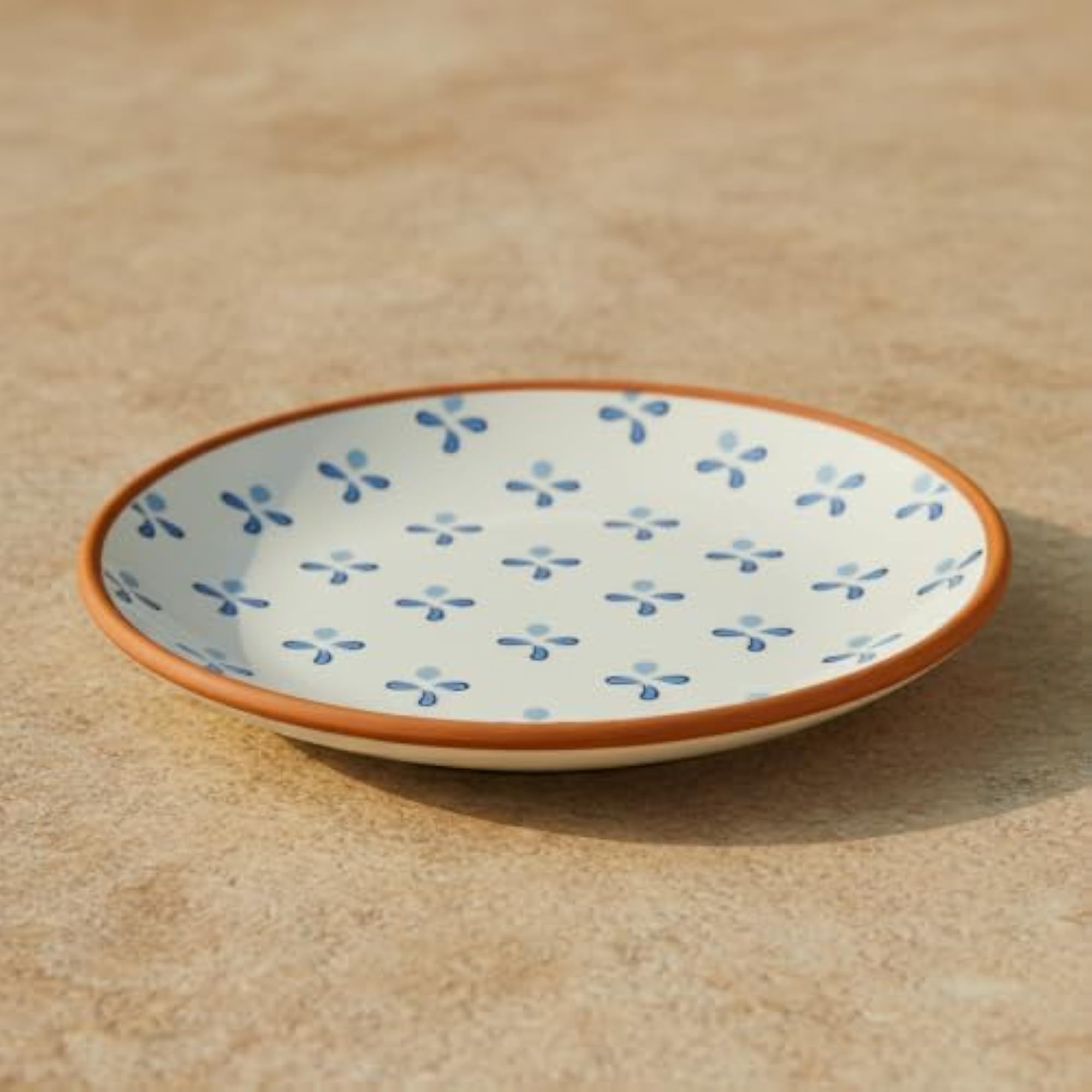 Blue Ceramic Quarter Plate Set of 4, 18 cm