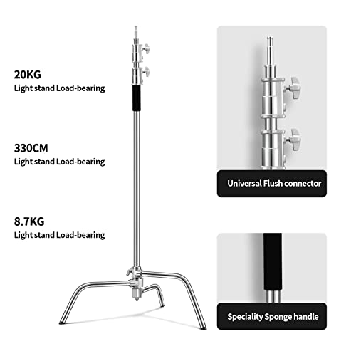 Soonpho 2 Packs Heavy Duty C-Stand Kit,Stainless Steel Photography Light Stand Base,Adjustable 5-10.8 feet Sturdy Tripod for Studio Softbox, Monolights, Reflector, Umbrella by soonpho - Image 2