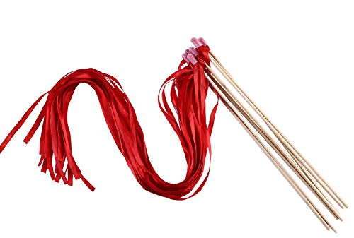 100Pcs Ribbon Stick Wands Wedding Streamers With Silk Fairy Stick Wand For Wedding Party Baby Shower Send Off Party Activities Holiday Celebration Favors (Red-100Pcs) #TOP9