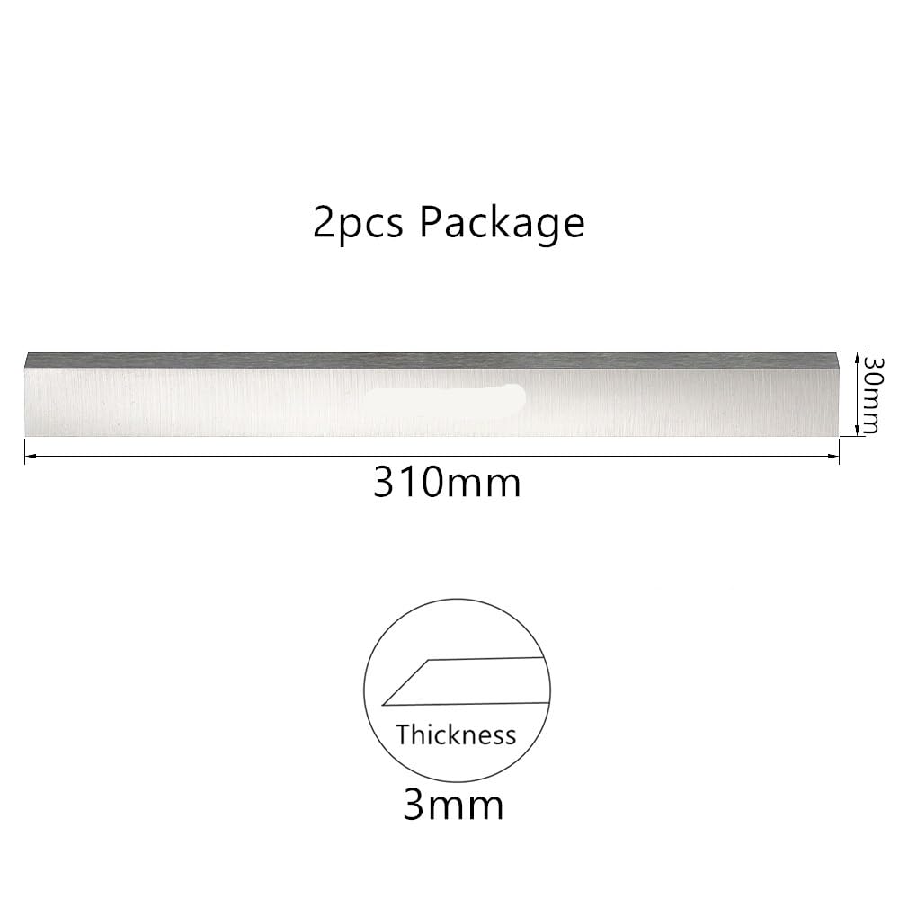 JWOO Cuchilla cepilladora de Madera HSS, Juego de cepilladora de Espesor reafilable de 310x30x3mm, Accesorios de Herramientas eléctricas for carpintería, 2 uds.