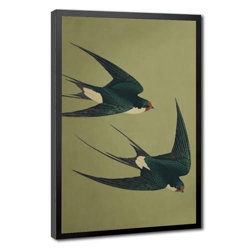 Toile hirondelle japonaise rétro 61x91.4 cm pour habiller un grand mur vide avec style