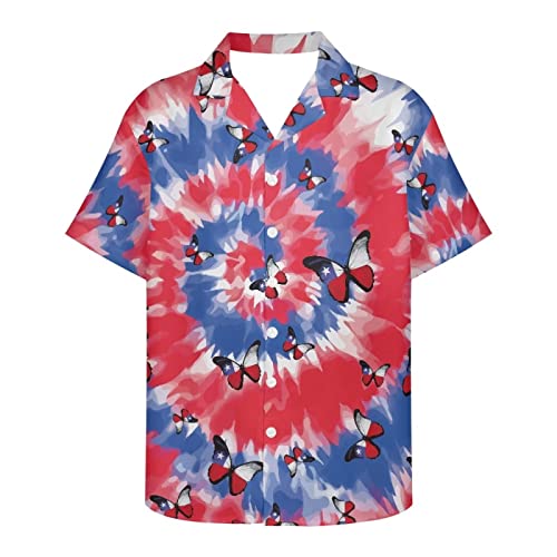 Camisa hawaiana para hombre, casual, con botones, divertida, para fiesta en la playa, camiseta de manga corta con dobladillo suelto, Tie Dye, 4XL