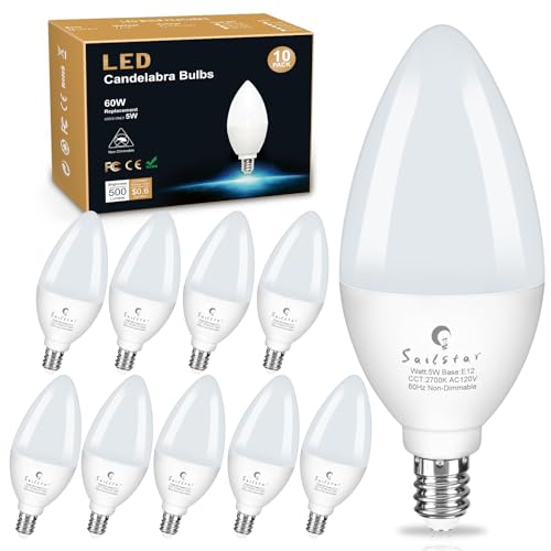 Sailstar E12 LED Bulb 60W Equivalent, 500 Lumens, Ceiling Fan