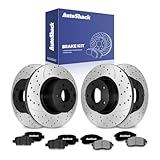 AutoShack Front Vented & Rear Vented Drilled & Slotted E-Coated Brake Rotors + Ceramic Pads 12-PC Brake Kit Replacement for 2003-2005 Nissan 350Z 2003-2005 INFINITI G35 ShadowGuard
