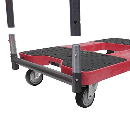 Snap-Loc 1500 Lb Panel Cart Dolly Red With Steel Frame, 4 Inch Casters, Panel Bars And Optional E-Strap Attachment #TOP4