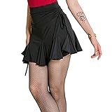  Whitewed Court Cordon Ruché Mini Latin Salsa Tango Jupe De Danse Costumes avec Godets Noir