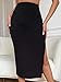 Verdusa Women's High Waist Slit Hem Rib Knit Midi Bodycon Skirt Black Slit S