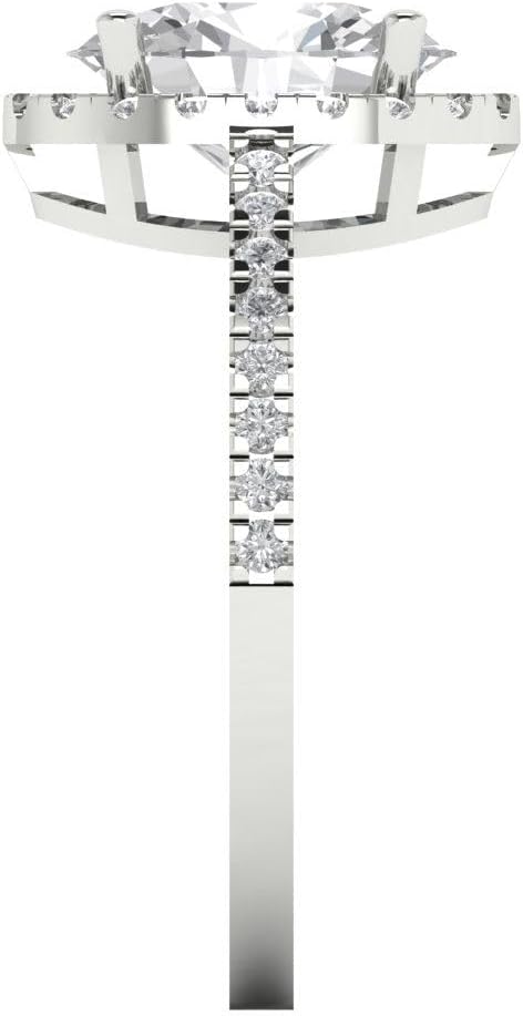 2.27 Ct Brilliant Oval Cut Clear Simulated Diamond 14K White Gold Halo Solitaire with Accents Engagement Promise Bridal Ring